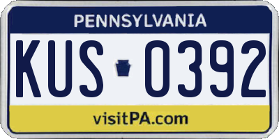 PA license plate KUS0392