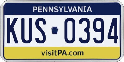 PA license plate KUS0394