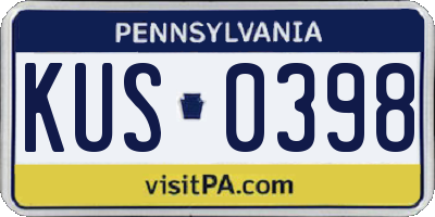 PA license plate KUS0398