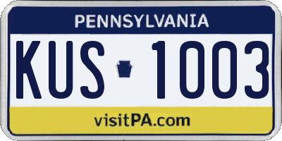 PA license plate KUS1003