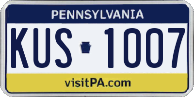 PA license plate KUS1007