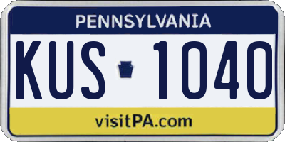 PA license plate KUS1040