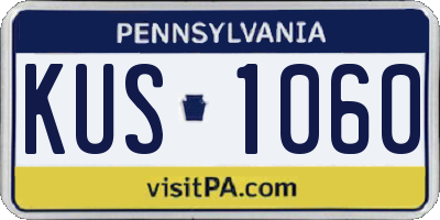 PA license plate KUS1060