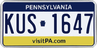 PA license plate KUS1647
