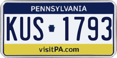 PA license plate KUS1793