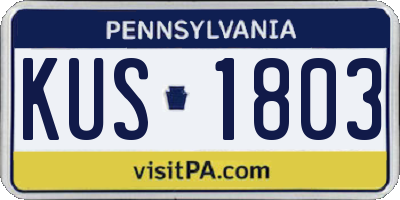 PA license plate KUS1803