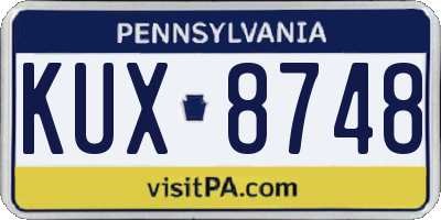 PA license plate KUX8748