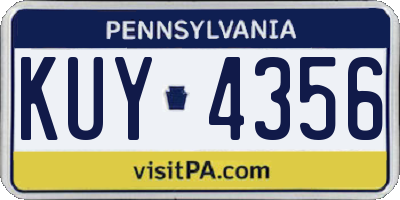 PA license plate KUY4356