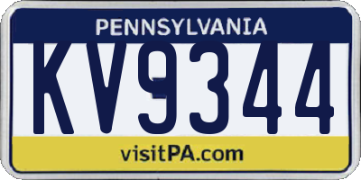 PA license plate KV9344