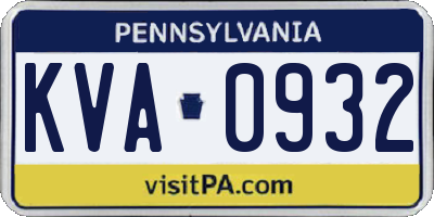 PA license plate KVA0932