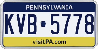 PA license plate KVB5778