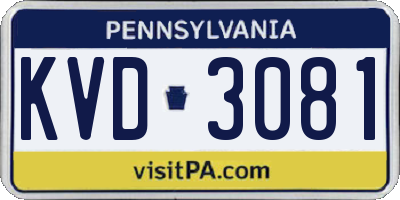 PA license plate KVD3081