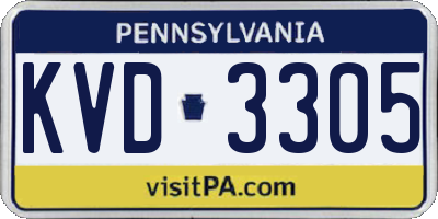 PA license plate KVD3305