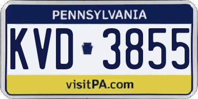 PA license plate KVD3855