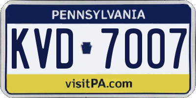 PA license plate KVD7007