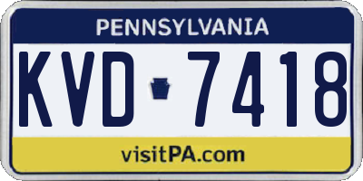 PA license plate KVD7418