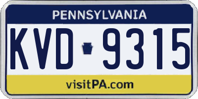 PA license plate KVD9315