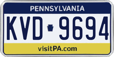 PA license plate KVD9694