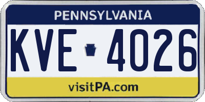 PA license plate KVE4026