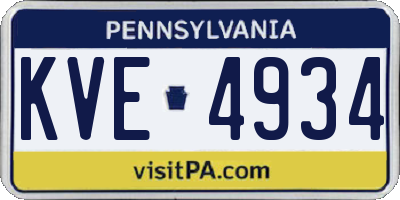 PA license plate KVE4934