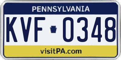 PA license plate KVF0348