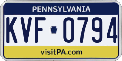 PA license plate KVF0794