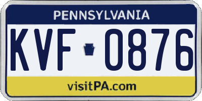 PA license plate KVF0876