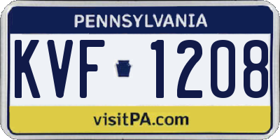 PA license plate KVF1208