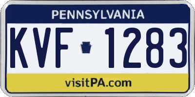 PA license plate KVF1283