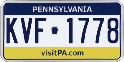PA license plate KVF1778