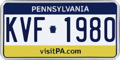 PA license plate KVF1980