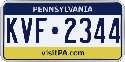 PA license plate KVF2344