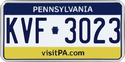 PA license plate KVF3023