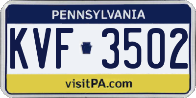 PA license plate KVF3502