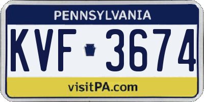 PA license plate KVF3674