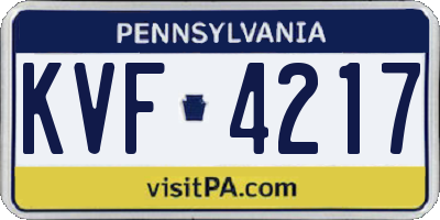 PA license plate KVF4217