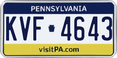 PA license plate KVF4643
