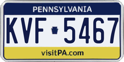 PA license plate KVF5467