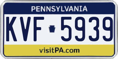 PA license plate KVF5939