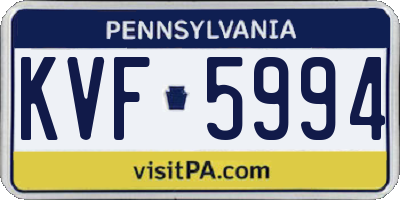 PA license plate KVF5994