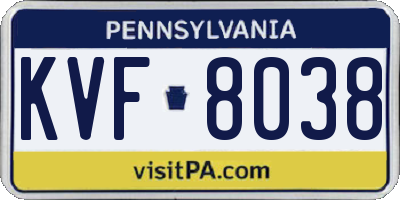 PA license plate KVF8038
