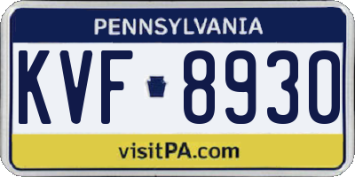 PA license plate KVF8930