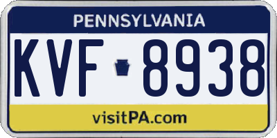 PA license plate KVF8938