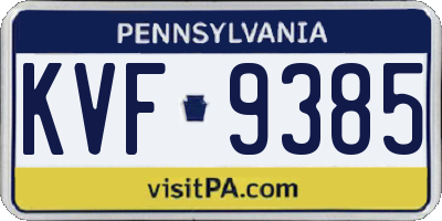 PA license plate KVF9385