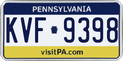 PA license plate KVF9398