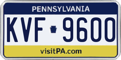 PA license plate KVF9600