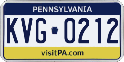 PA license plate KVG0212