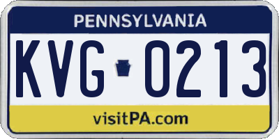 PA license plate KVG0213
