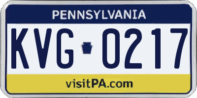PA license plate KVG0217