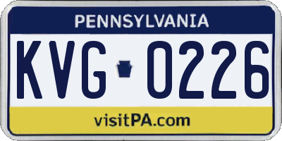 PA license plate KVG0226